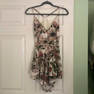 open back flower romper